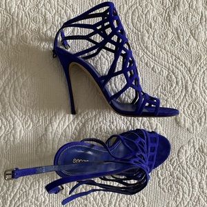 Sergio Rossi Suede Cage High Heel Sandal